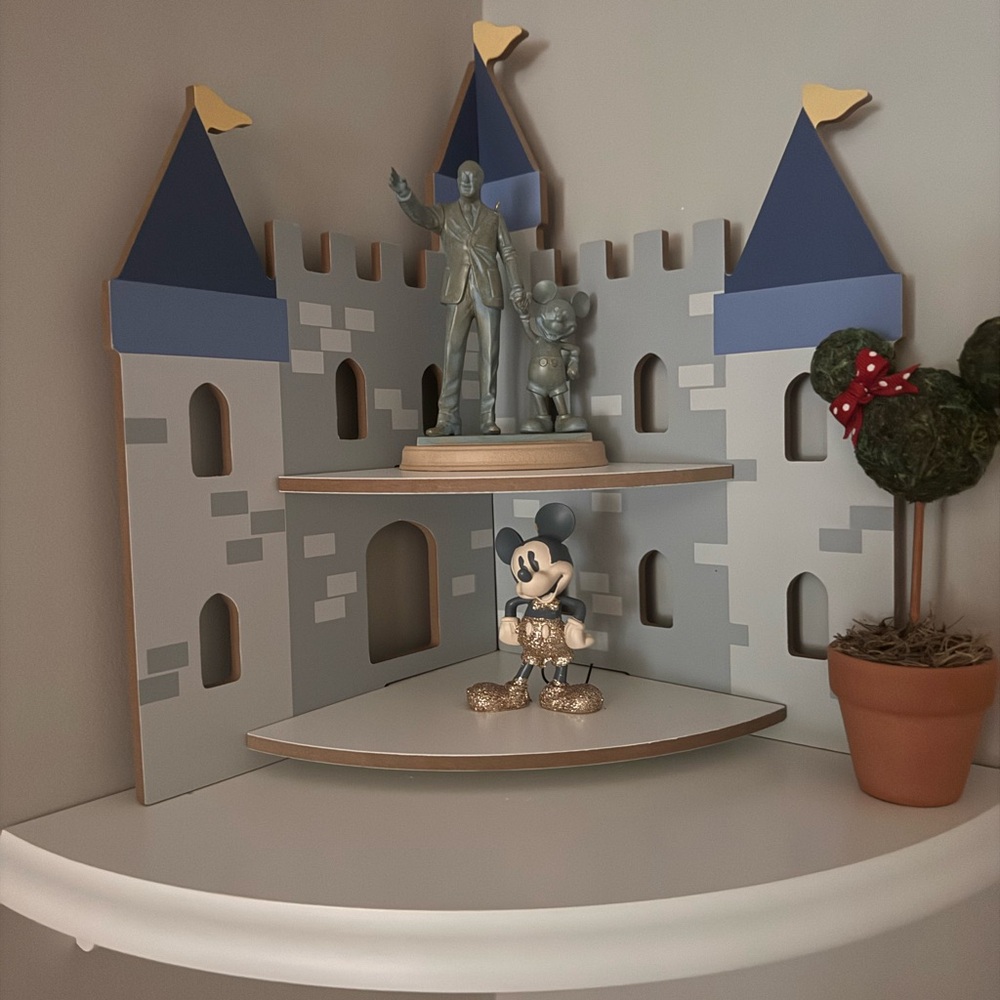 Gray and Blue Castle Wall Shelf - Home Wall Decor